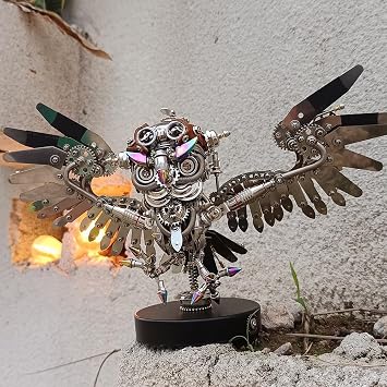 3D Metal Puzzle for Adults, Steampunk Owl Model Kit with Goggles & Light | Mechanical Stainless Steel Animal Sculpture DIY Gift & Display (700+ PCS)