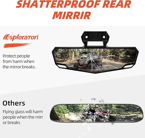 Miniatura 10 de Espejo retrovisor UTV, espejo retrovisor central SXS con abrazadera ajustable de 1.5 a 2 pulgadas compatible con Polaris RZR, Pioneer, Talon, Can Am
