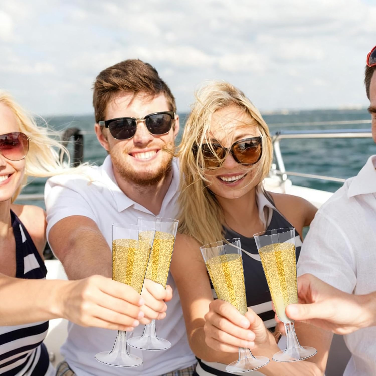 Nuenen 500 Pcs Plastic Champagne Flutes Bulk 5 oz Disposable Clear Champagne Glasses for Parties, Mimosa Bar, Events, Christmas, Wedding and Shower Party Supplies - Image 4