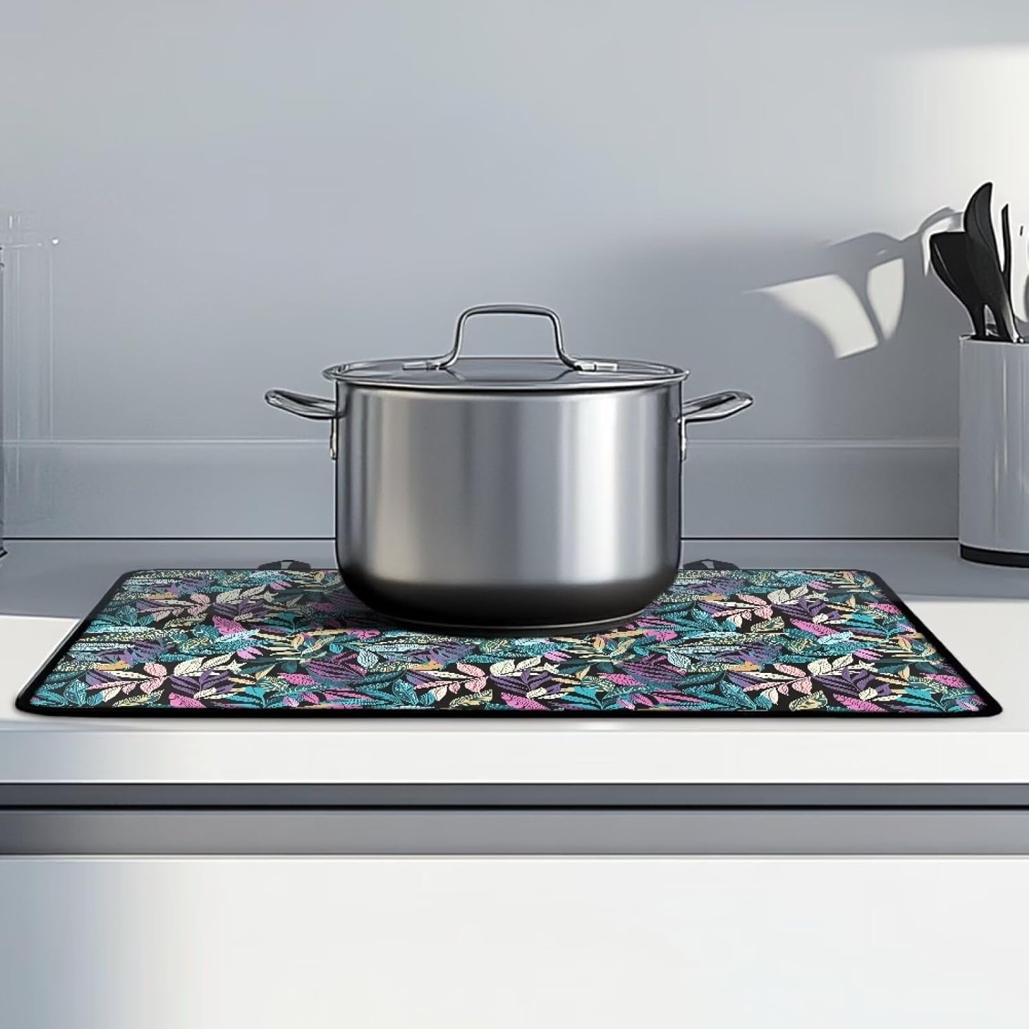 Stove Top Covers for Electric Stove Anti-Scratch Glass Ceramic Top Stove Cover Protector Oil-Proof Induction Cooktop Cover Kitchen Decor Accessories, 29 x 21 Inch, Leaf