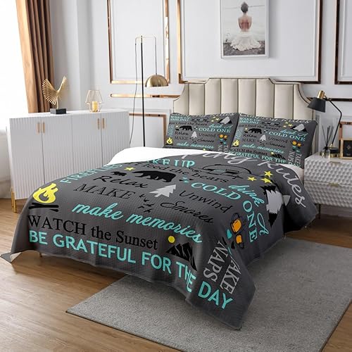 Miniatura 2 de Juego de colcha con reglas de campamento para niños y niños, decoración de remolques de caravana, estilo campamento, decoración de habitación, funda