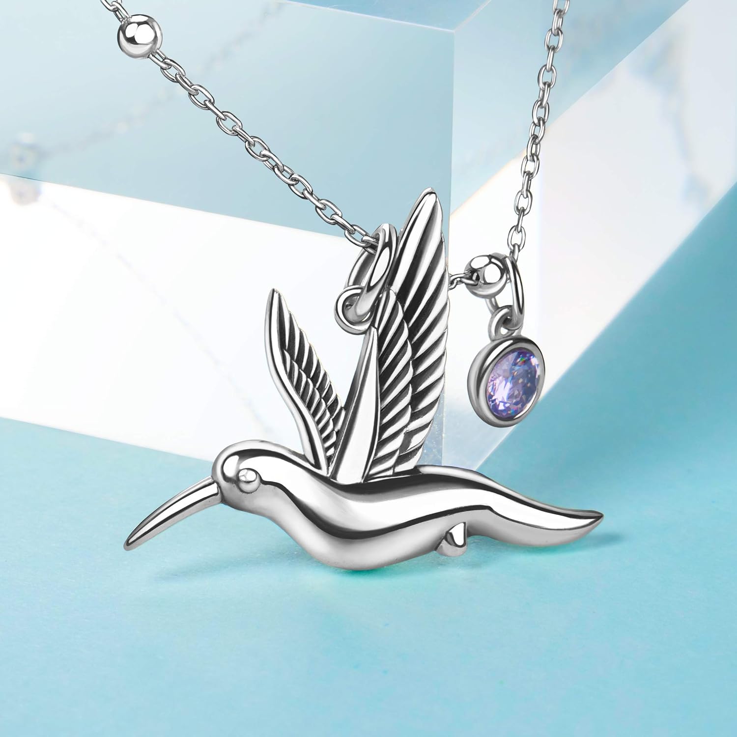 ROMANTICWORK Hummingbird Anklet S925 Sterling Silver Hummingbird Anklet Bracelets for Women Personalized Simulated Birthstone Anklet Hummingbird Gifts for Her Wife Mother