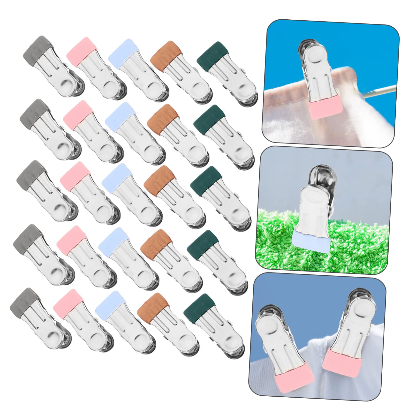 Pinzas para ropa, de acero inoxidable, para colgar ropa, alfileres de tela, resistentes al viento, pinzas para fotos, 25 piezas de clip de acero inoxidable