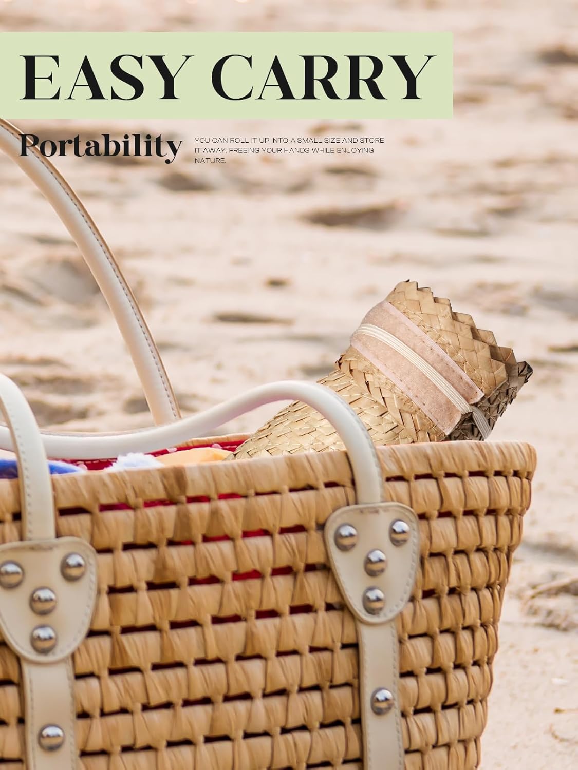 Beach Sun Hats for Women, Straw Sun Visor Wide Brim Floppy Hats for Women, Natural Straw Hand Woven Summer Hats - Image 4