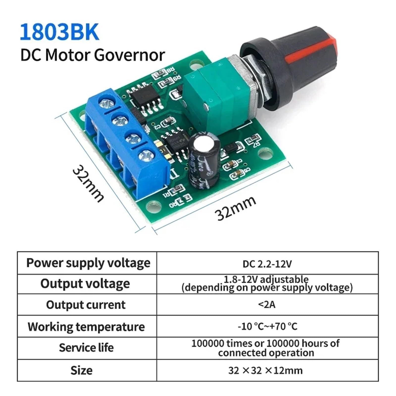 DC 1,8 V 3V 5V 6V 12V 2A 1803BK PWM controlador de velocidad del Motor interruptor regulador de velocidad del Motor de bajo voltaje PWM Módulo de accionamiento ajustable(1803BK PWM X20)