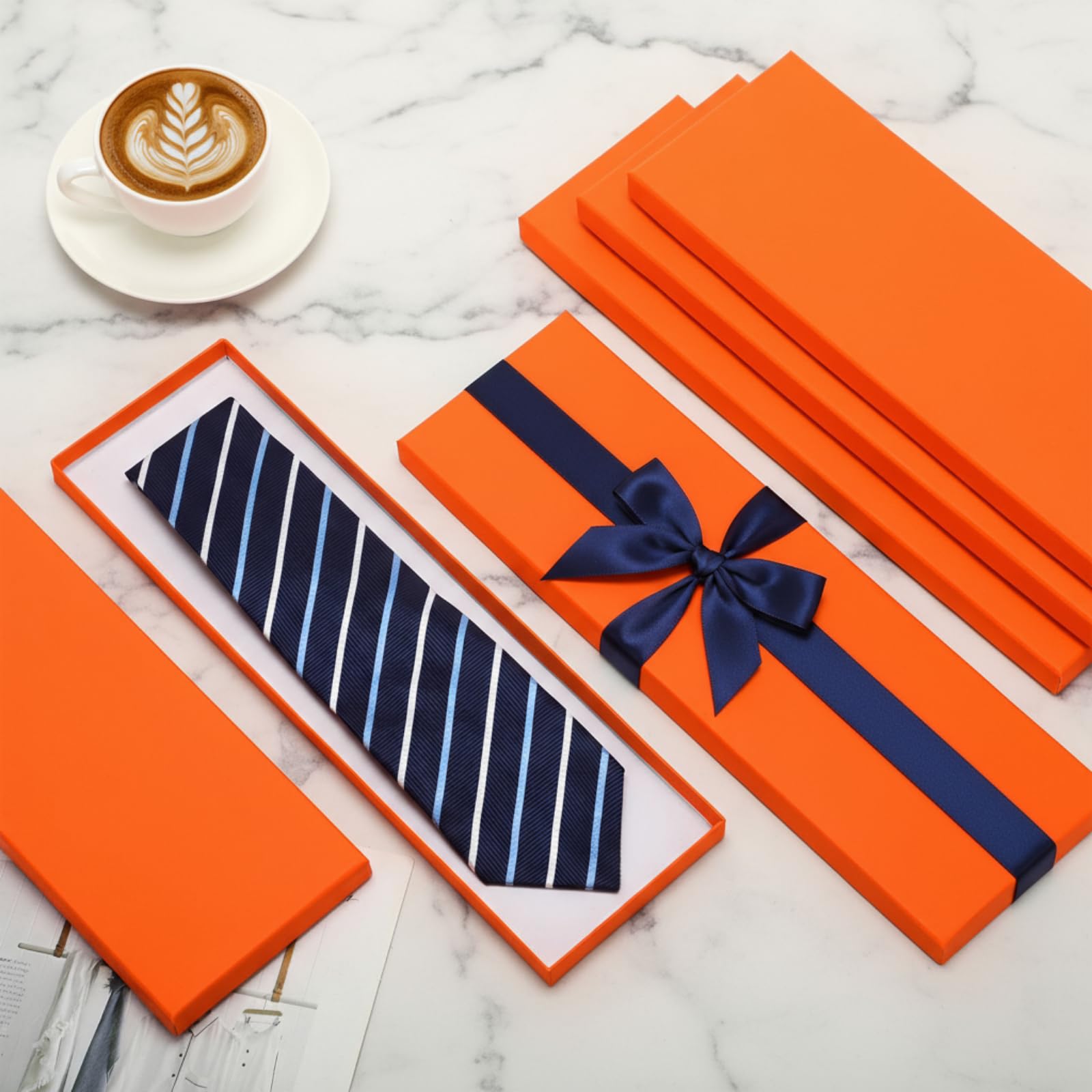 Shinylin Geschenkschachteln für Damen und Herren, Sockenschals, Geschenkboxen mit Deckel, 35,6 x 10,9 x 1,9 cm, Großpackung, Karton, Geschenkbox, für Vatertag, Geburtstag, Hochzeit, Verlobung, Orange