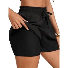 Women High Waisted Swim Board Shorts Plus Size Bathing Suits Bottom Swim Trunks Compression Liner Pockets Swimsuit