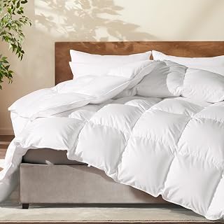 Feather Down Comforter Oversize King Size, All Season Duvet Insert, Hotel Luxury Bedding Comforter Cozy Ultra Soft Medium Warmth Duvet Insert with 8 Corner Tabs White 120 x 98Inch
