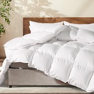 King Size Feather Down Comforter - 100% Cotton All Season Duvet Insert, Hotel Luxury Bedding, Ultra Soft & Cozy, 106" X 90", White - View #9