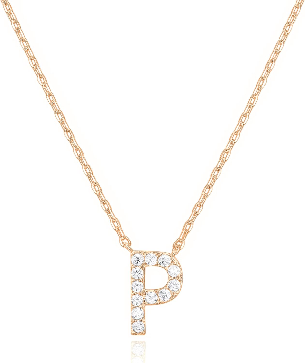 PAVOI 14K White Gold Plated Cubic Zirconia Initial Necklace | Letter Dainty Necklaces for Women