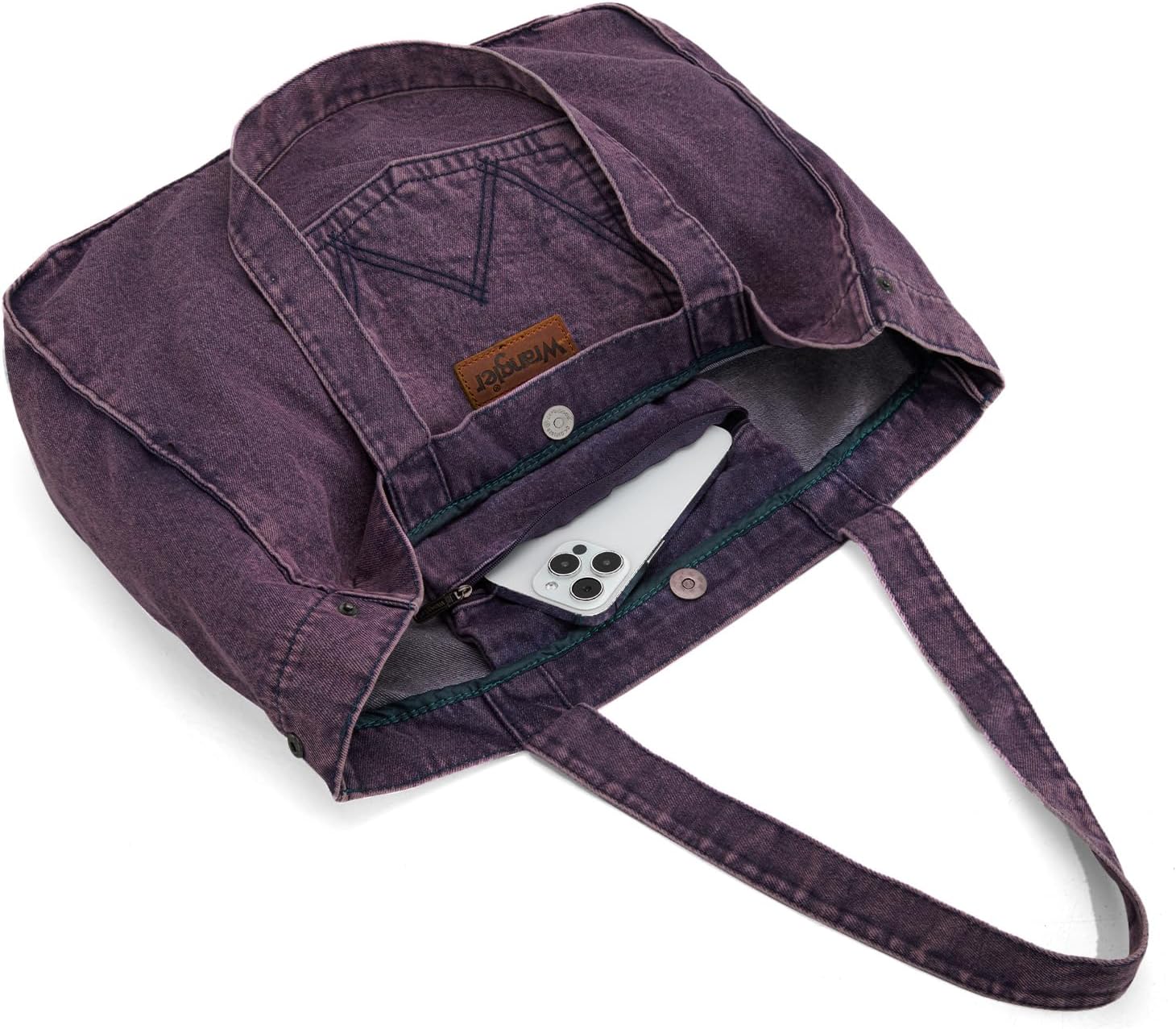 Montana West Wrangler Denim Tote Bag for Women Large Purses for Work Travel Everyday - Image 3