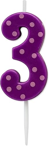 Papyrus Vela de cumpleaños número 3, lunares morados (1 unidad)