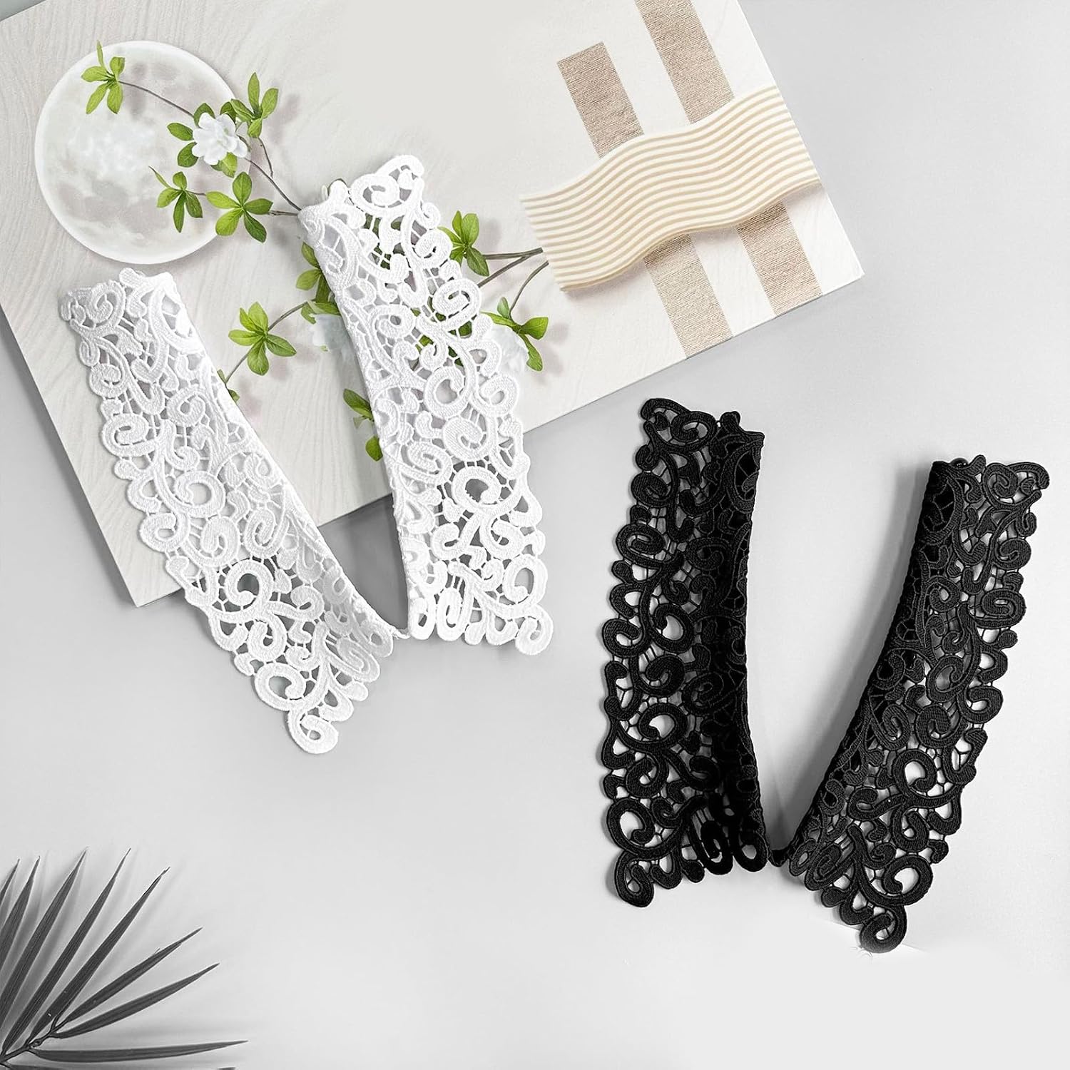 Delicate Openwork Collar Insert Lightweight Fashion Decoration Suitable for Prom Event and Daily Use Black Lace False Collar