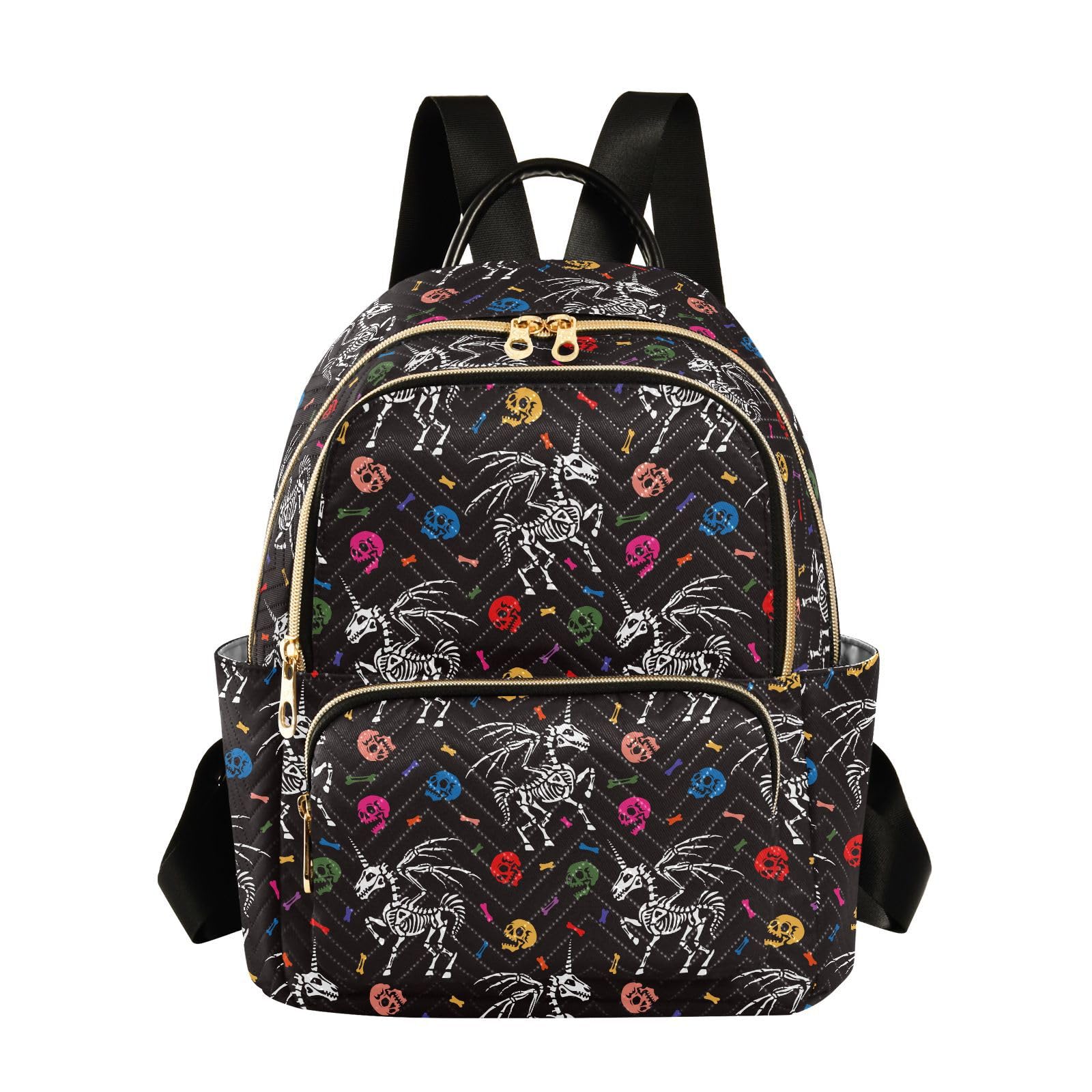 Gothic Unicorn Skeleton Skull Mini Backpack Fashion Purse for Women,M