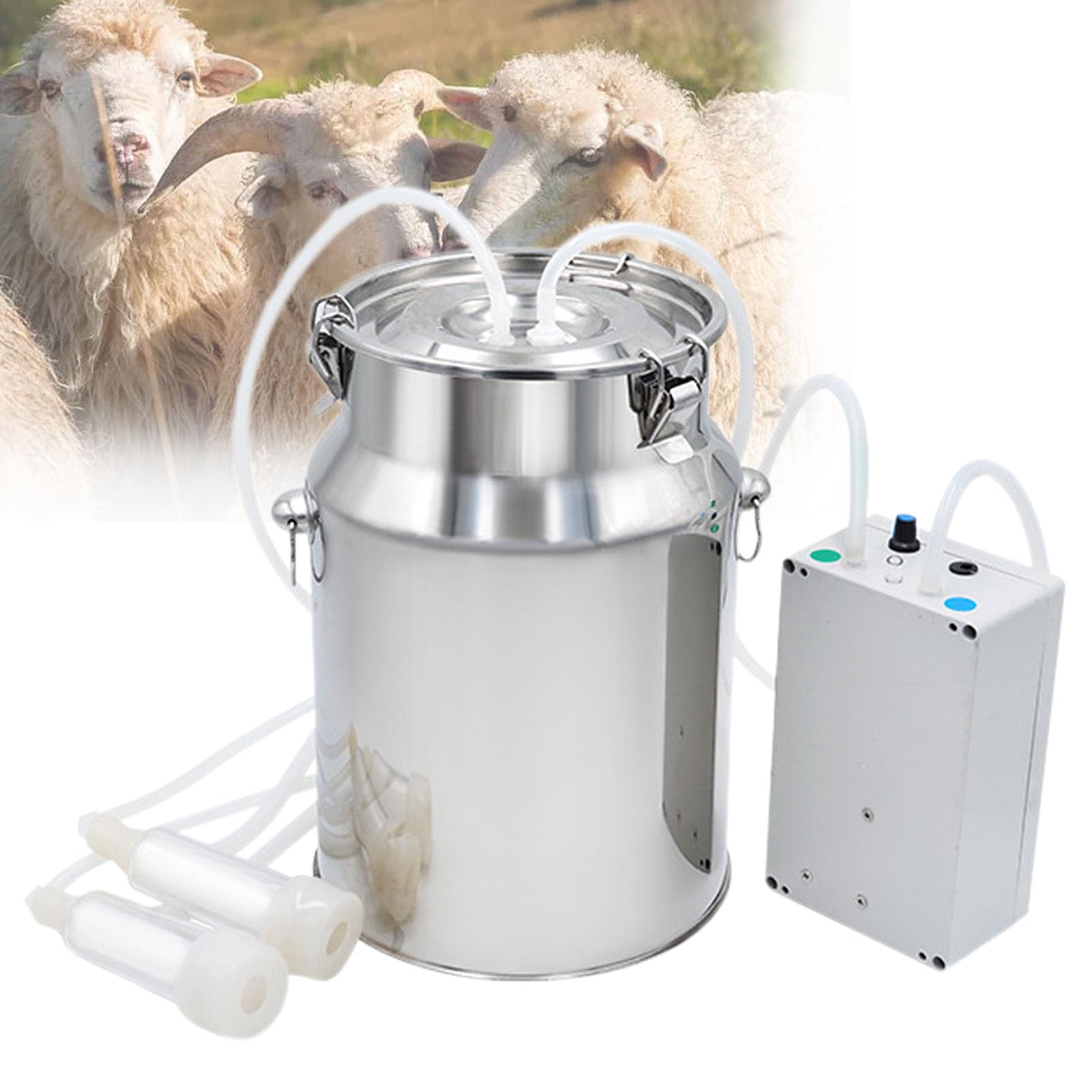 AYCDL Electric Pulsation Milking Machine for Cow/Cattles,Portable Stainless Steel Double Heads Vacuum Pump, Automatic Stop Equipment,Sheep-10L,Sheep-10L