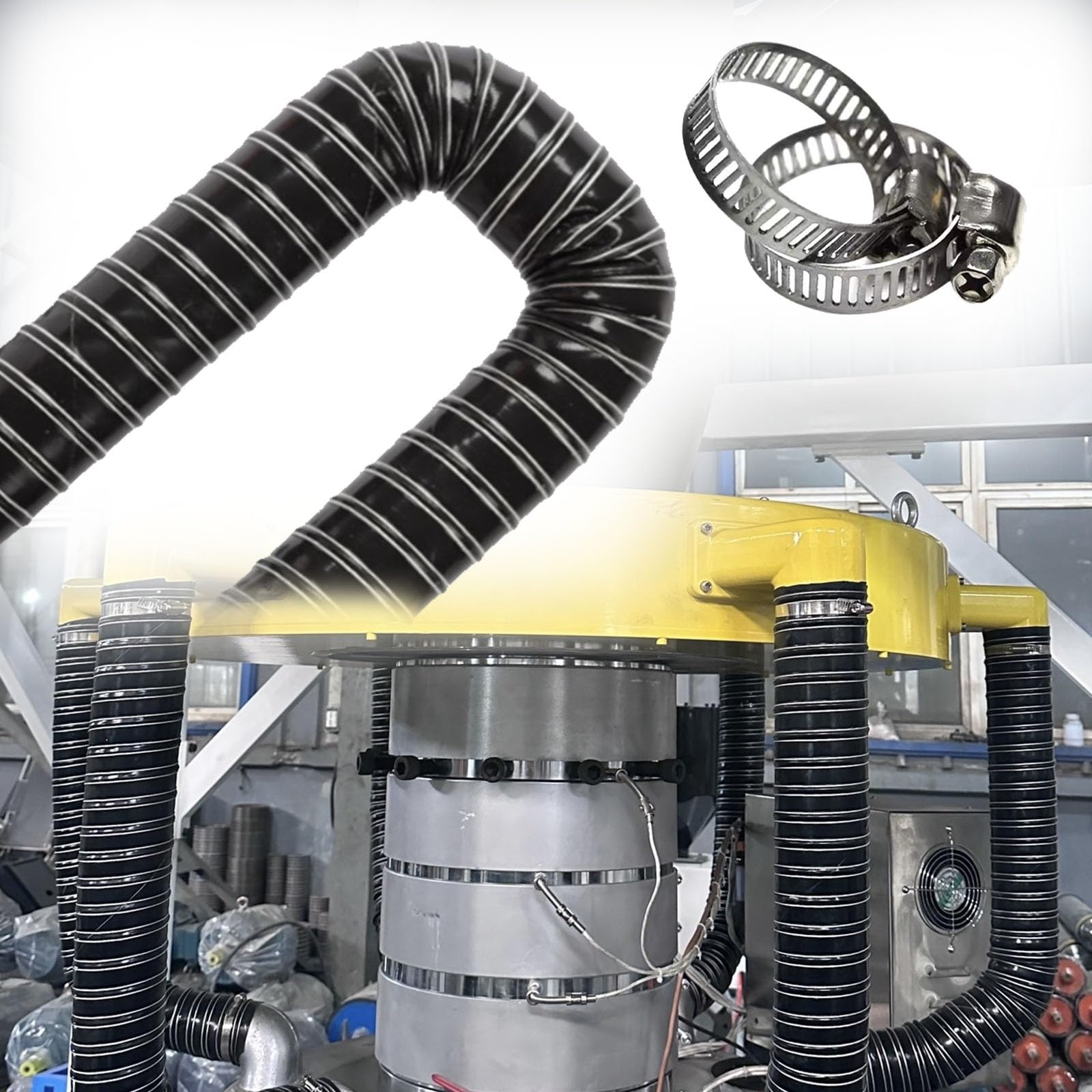Tubo Flexible Tubo Secadora Manguera De Aire De Ventilación HVAC Con Conductos Flexibles Con Abrazaderas, Conductos De Silicona De 250, 205, 152 Y 76 Mm Para Tiendas De Cultivo/túnel, Manguera De Esca