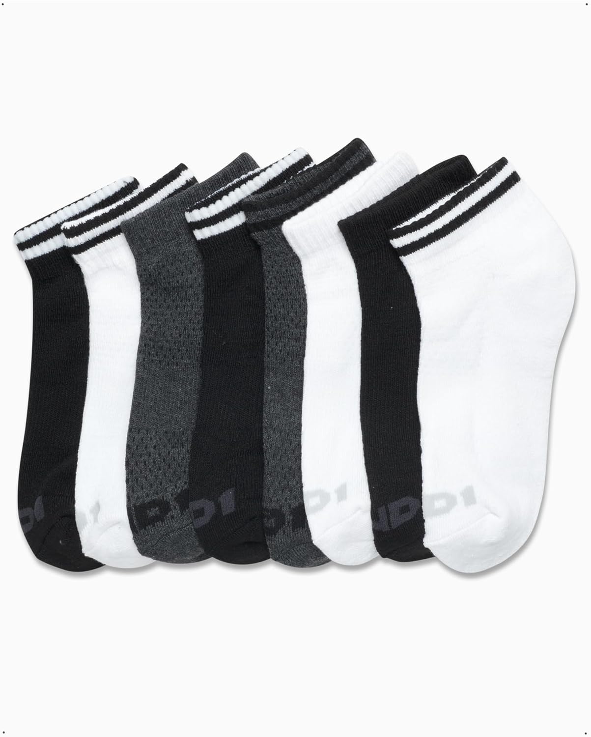 AND1 Boys Quarter Socks - 8 Pack Moisture Wicking Cushioned Athletic Basketball and Running Socks for Boys (Sizes: S-L) - Image 4