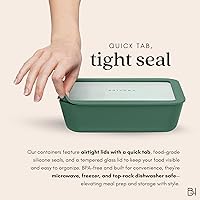 Vista 7 de Ceramic Coated Glass Food Storage Containers No PTFE, PFOA, PFAS, and BPA Reusable Non Toxic Meal Prep Containers with Glass Lids Easy To