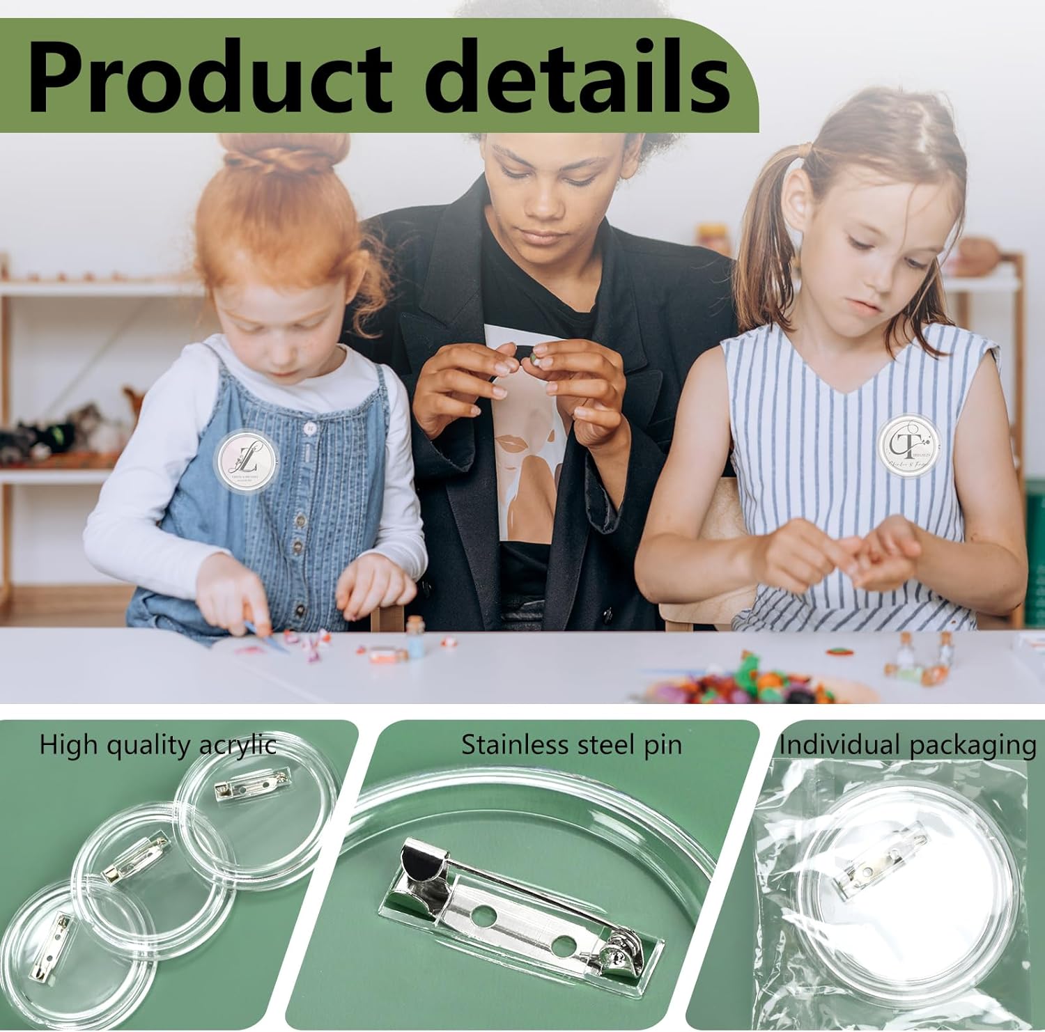 Bignc 20 Set Clear Pins for Crafts, Plastic Button Making Kit, Blank Pins Bulk, Make Your Own Buttons Badge Maker DIY Crafts, Photo Buttons (2.36 Inch) 2.36 in-20 Pack