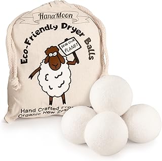 Wool Tumble Dryer Balls– Eco-Friendly Organic Fabric Softener, Reduce Wrinkles & Drying Time, Save Energy, Reusable, Handmade, 100% New Zealand Wool, Baby Safe, Unscented, XL Size (Pack of 4)