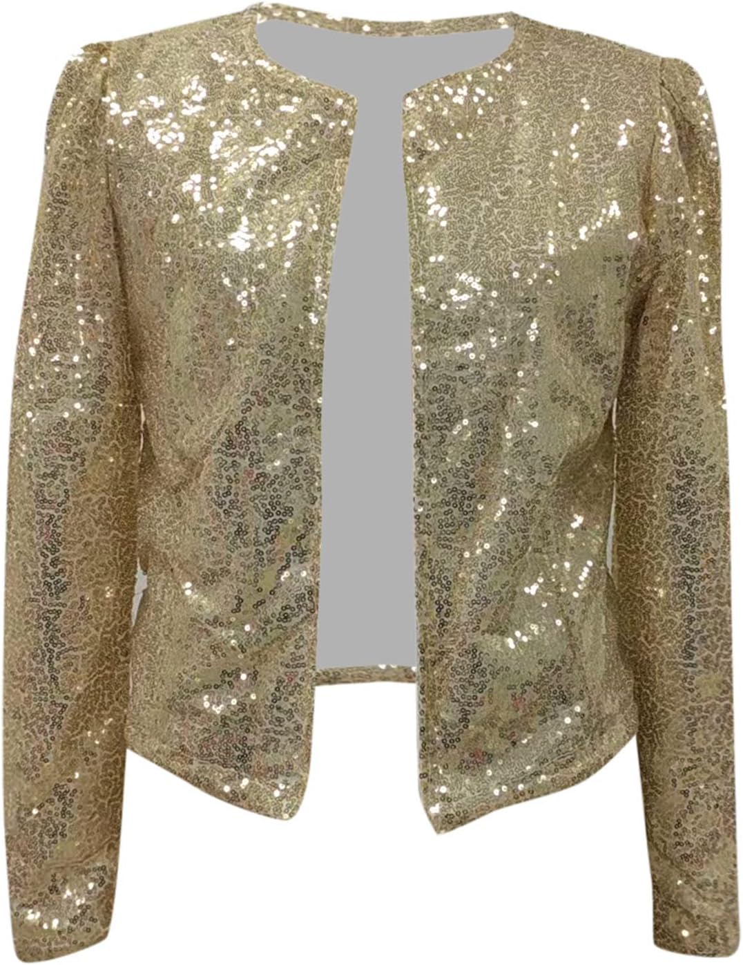 Sequin Jacket for Women Fall Glitter Sparkly Open Front Trendy Cropped Coat Party Concert Halloween Blazer Cardigan Jackets