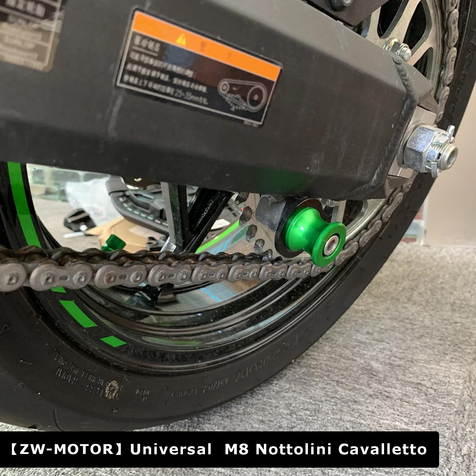Universal M10 *1.25 Nottolini Cavalletto Moto Accessori per KA&WA-SA*KI Ninja 250R/650R ZX6R/9R/10R/12R/14 Z1000 ZRX1100 FZR 1000/600R/400 Duke 125/200/390 RC 125/200/390 (Verde)