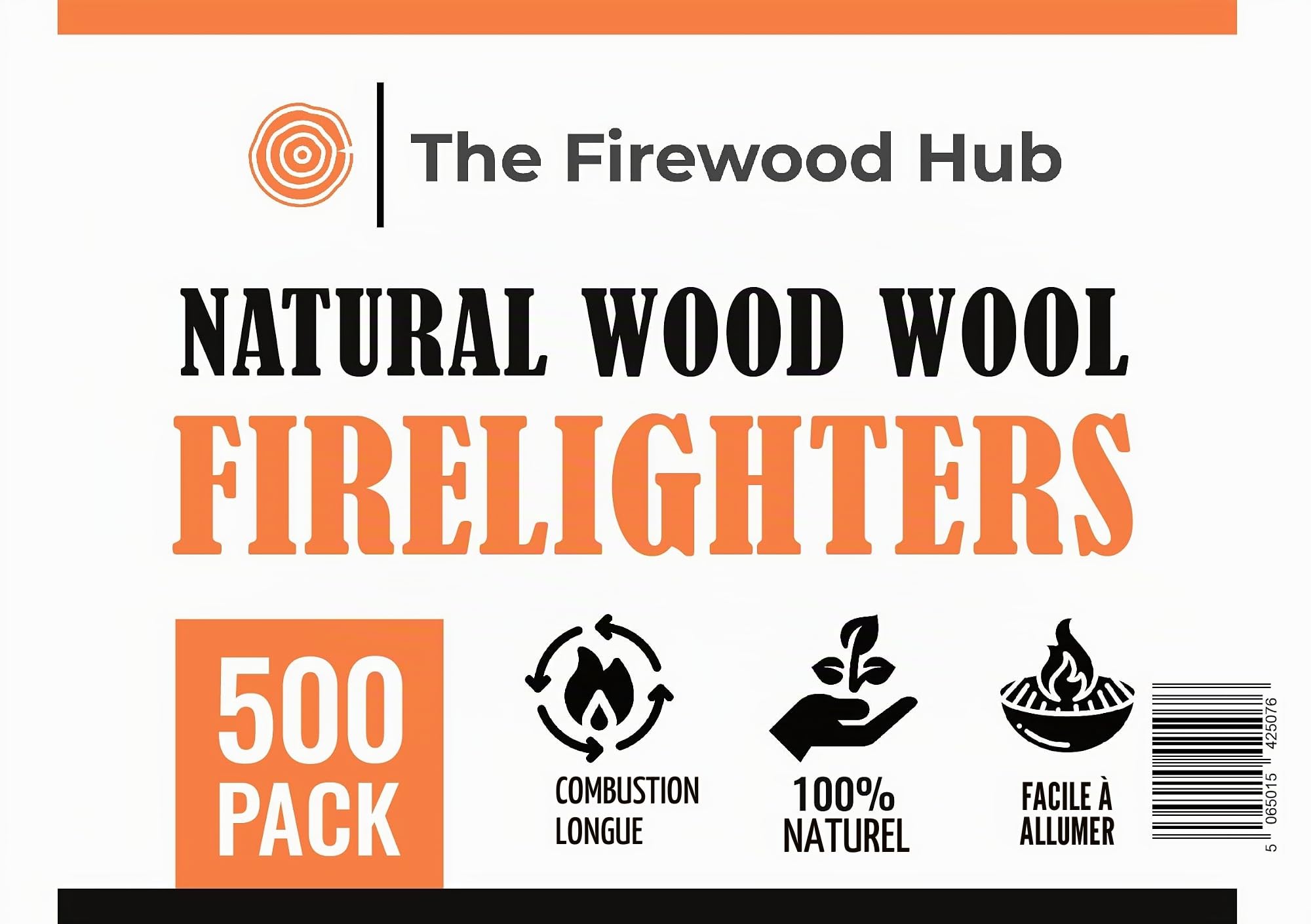 Lot de 500 allume-feu en laine de bois naturel fabriqué à partir de bois et de cire, longue durée de combustion jusqu'à 10 minutes, idéal pour les brûleurs à bois, barbecue, cheminée et feux de camp