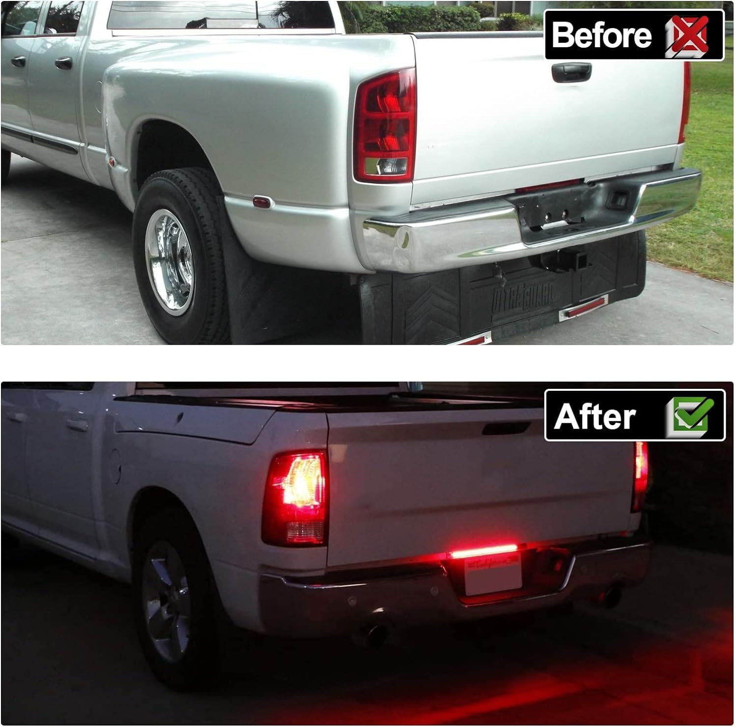 LED Tailgate Light Bar Compatible with Ram 2500 3500 Dually Models 2006-2018, F1 Strobe Flash LED Tailgate ID Lightbar Smoked Lens