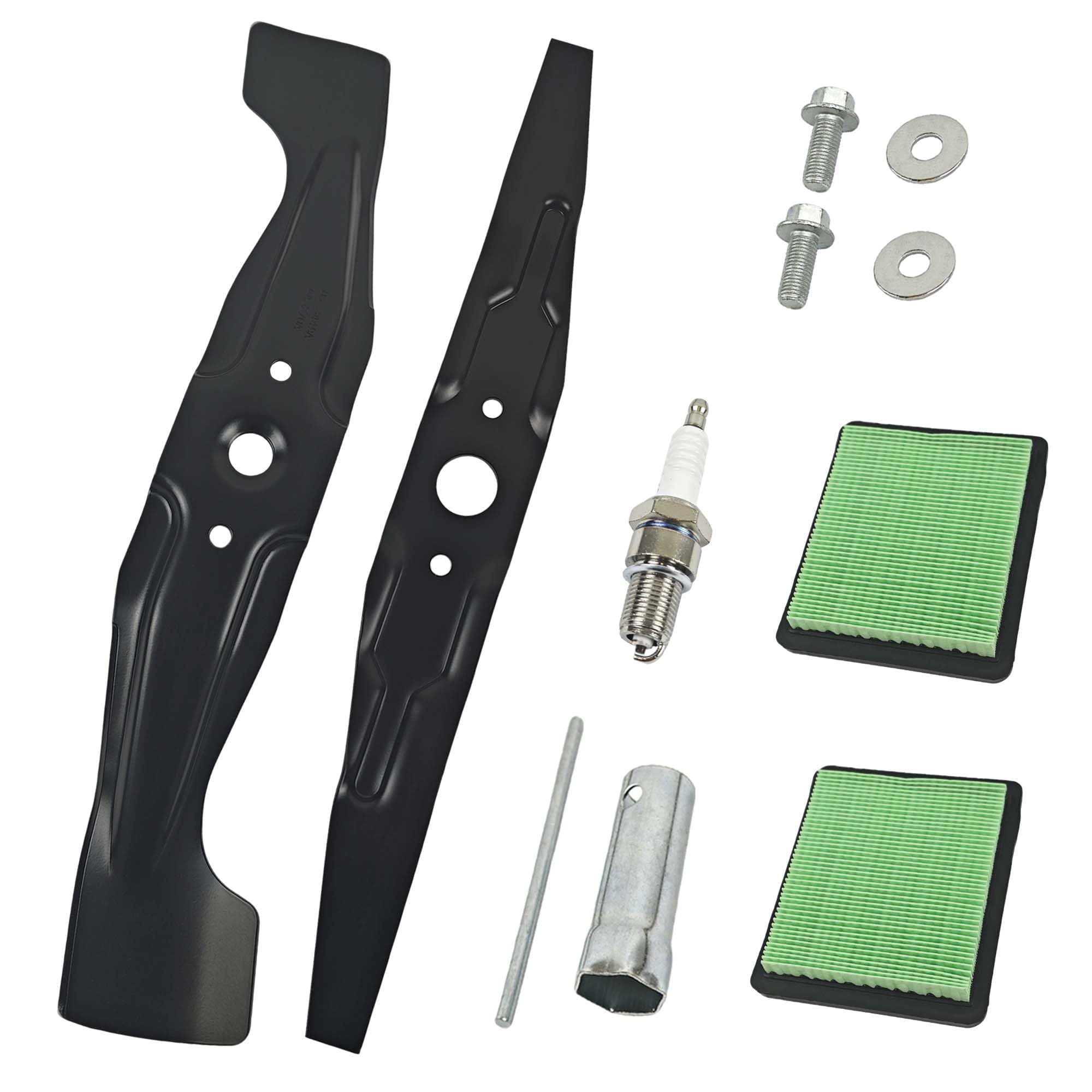 HYMAOTOUS 72531-VH7-000 & 72511-VL0-S00 Mulching Blades Kit for Honda HRX217, Complete Tune-Up Kit with 2 Air Filters 17211-ZL8-023, Spark Plug, Bolts
