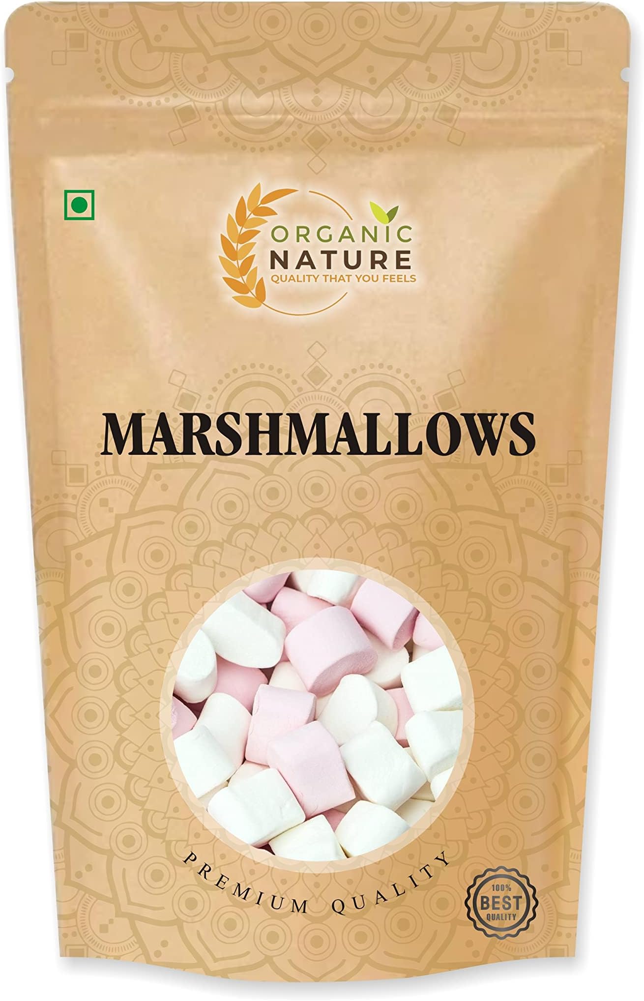 Organic Nature Marshmallows Pure Veg 50 Pieces Assorted Fruit Flavours Mini Marshmallow Candy Vegan Perfect for Kids and Adults