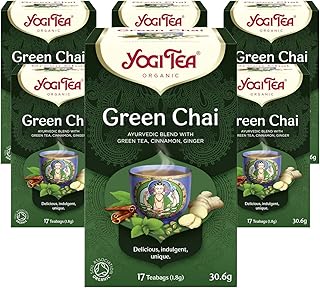 Yogi Tea, Green Chai, Organic Herbal Tea, Blend of Green Tea, Cinnamon and Ginger, 6 Packs x 17 Tea Bags (102 Teabags Total)