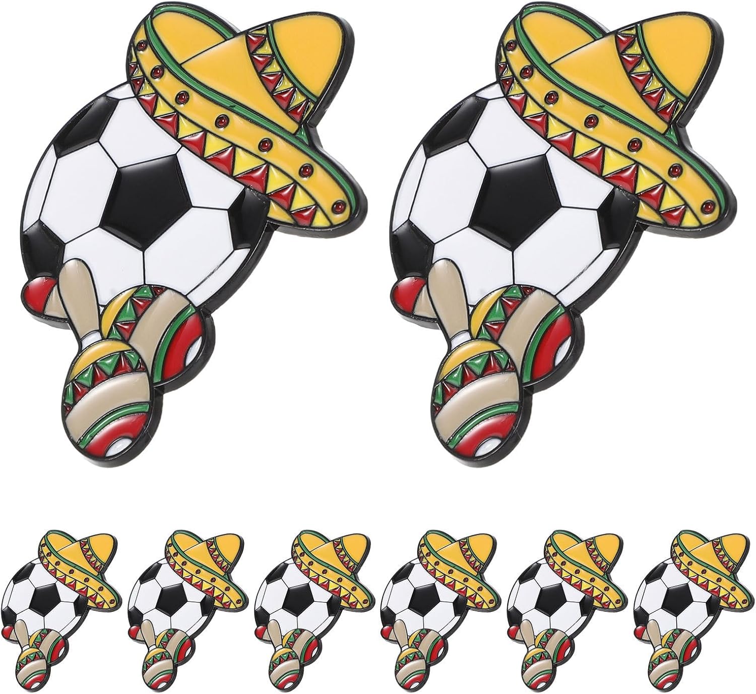 8pcs Mexico Football Pin Lightweight Zinc Alloy Sports Souvenir Lapel Badge with Unique Mexican Design Heart Shape for Sports Game and Collector Fans