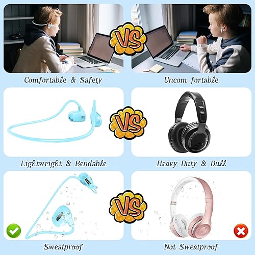 Miniatura 7 de BANIGIPA Auriculares para niños, audífonos de oreja abierta, cómodos para adolescentes, niños y niñas, auriculares inalámbricos Bluetooth 5.4 con