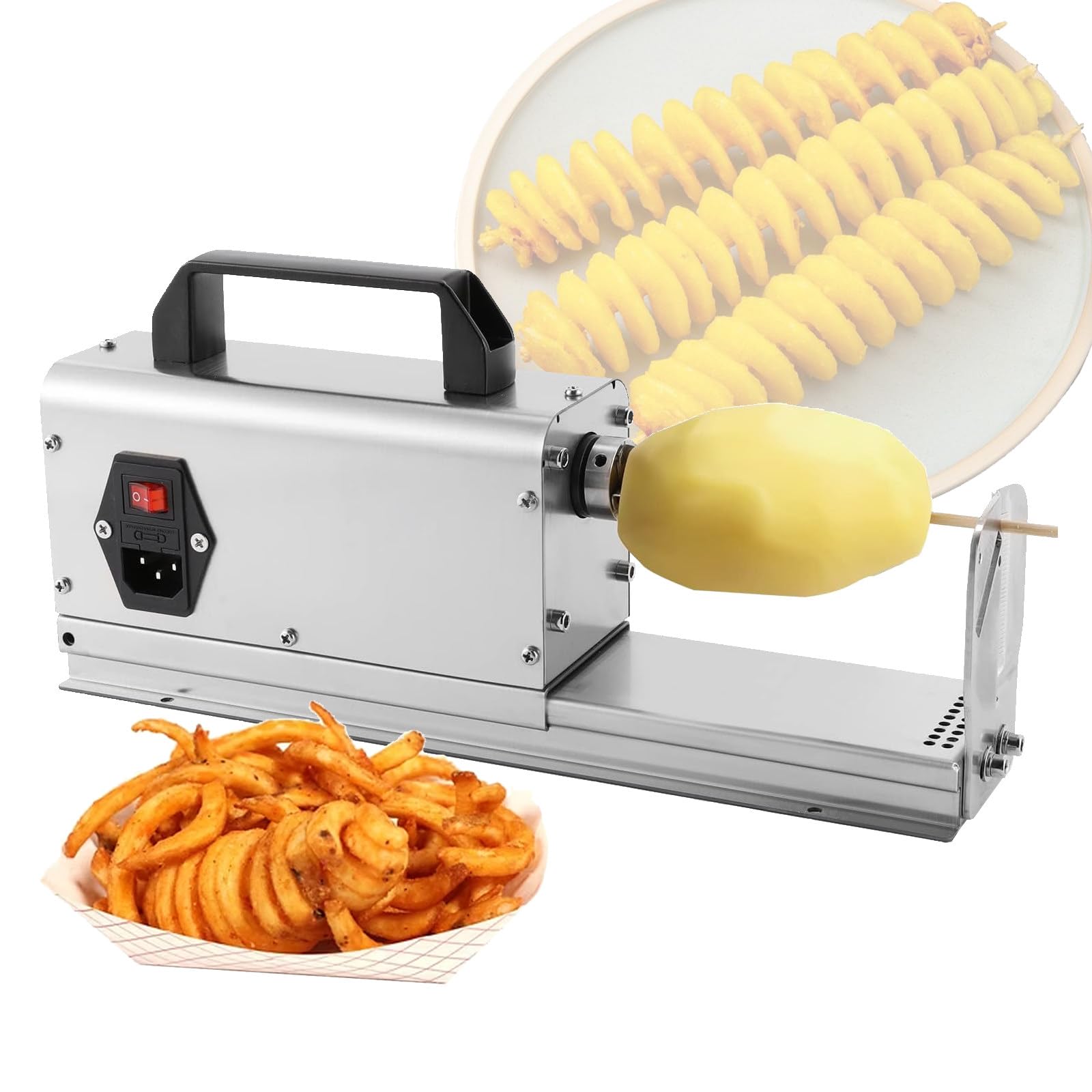VNATWGOO Commercial Electric Potato Twister, Stainless Steel Tornado Potato Spiral Cutter, for Potatoes Cucumbers Radishes