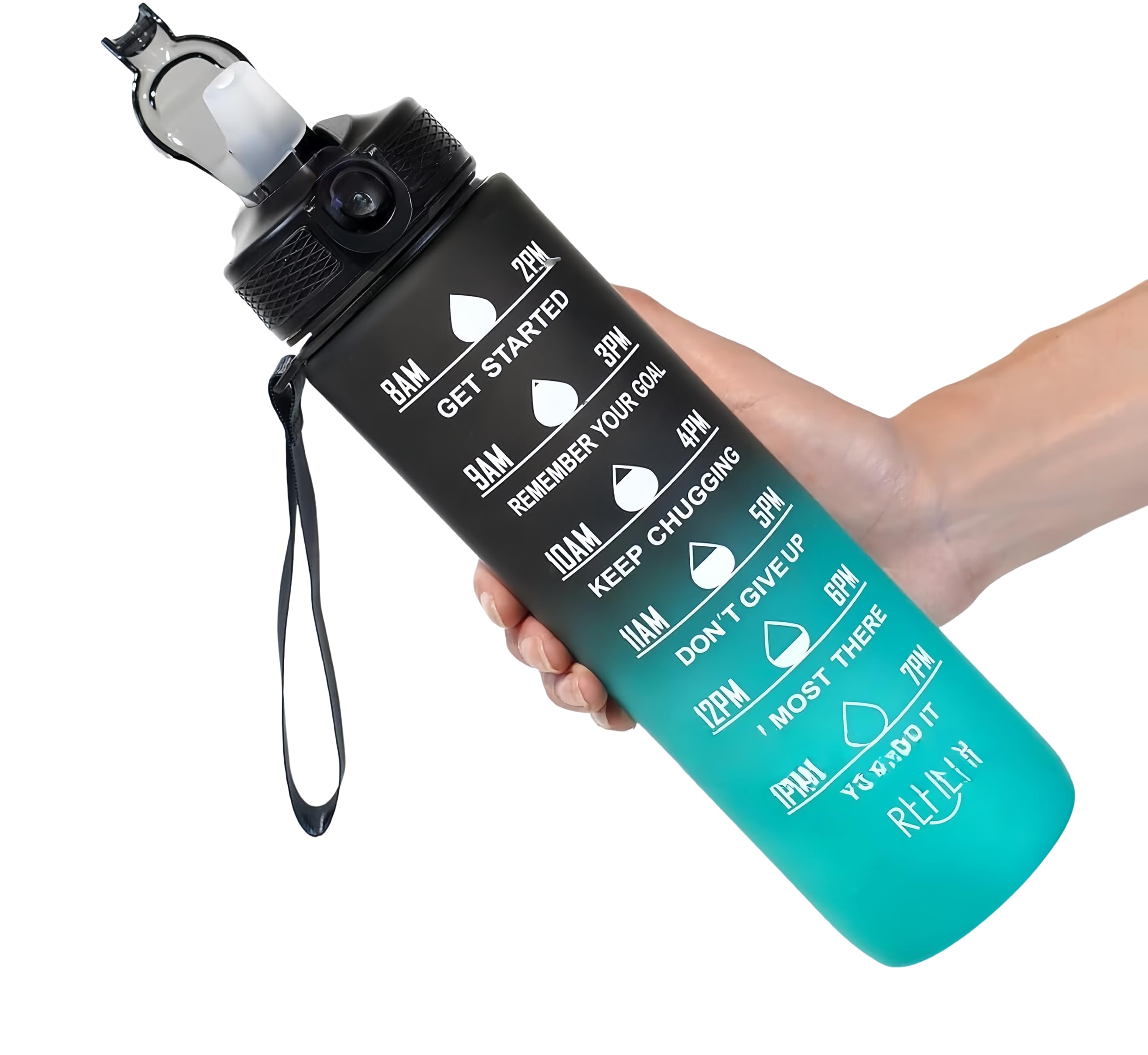 ROSSRORE 33.8OZ Sports Water Bottle, BPA-Free Tritan Plastic Running Bottle with Leak-Proof Lid – Spill-Resistant for Adults & Teens, Ideal for Fitness, Cycling, Football, School – Dishwasher Safe