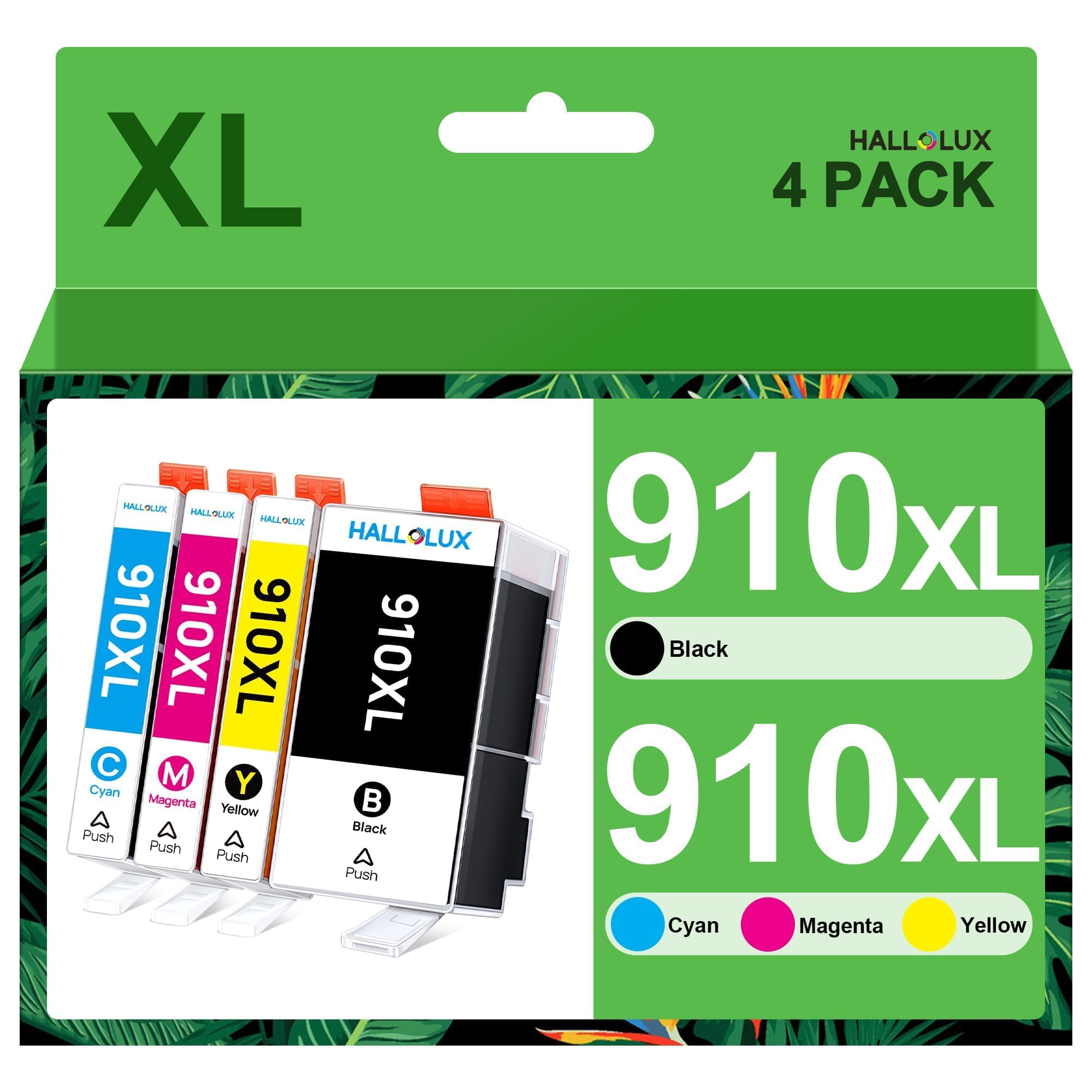 HALLOLUX Lot de 4 cartouches d'encre 910XL pour imprimantes HP 910 XL | Lot de cartouches d'encre HP 910XL compatibles avec imprimante Officejet Pro 8025 8030 8035 8028 8020 8010 8015 8018 8022