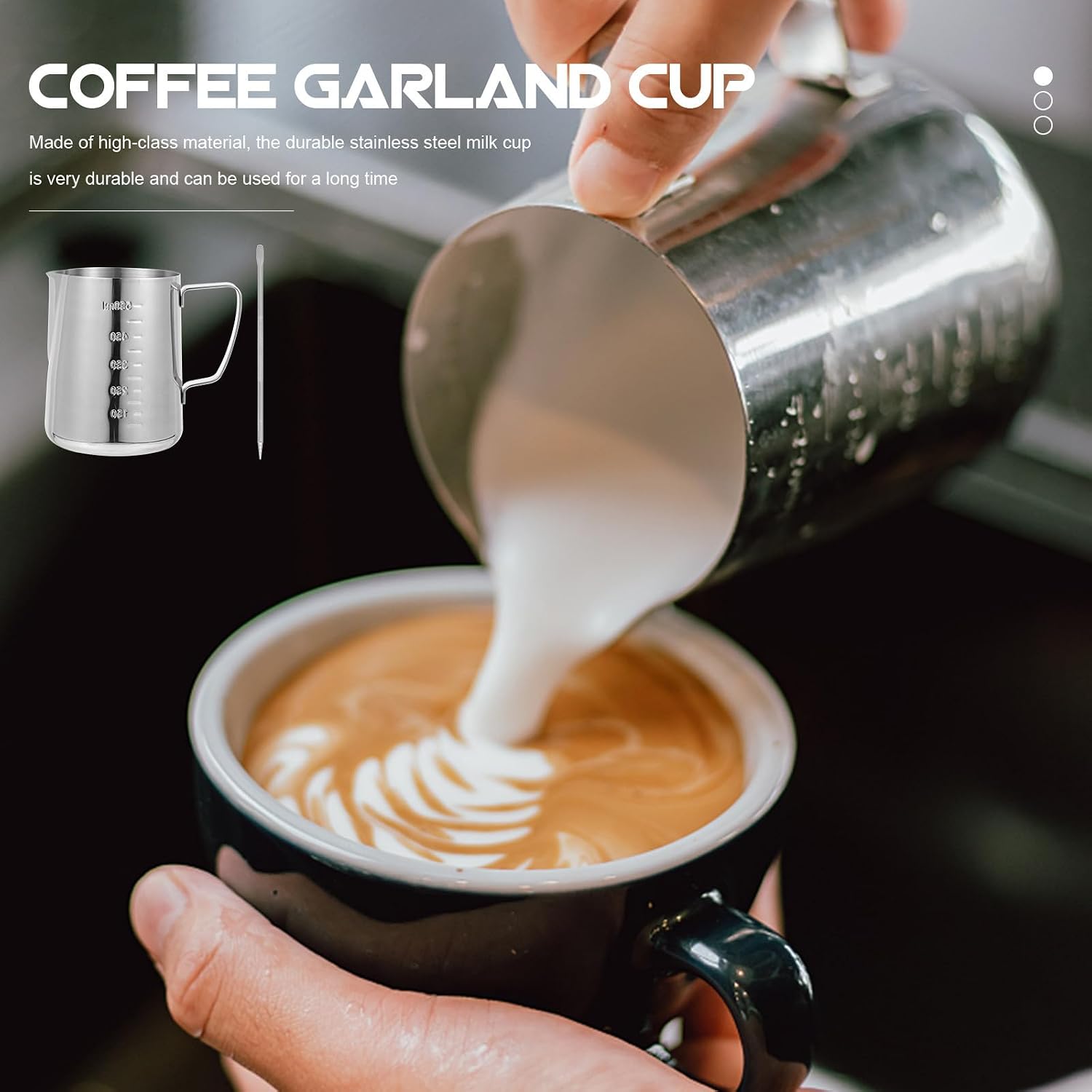 550ml Milk Frothing Pitcher Silver Stainless Steel for Coffee