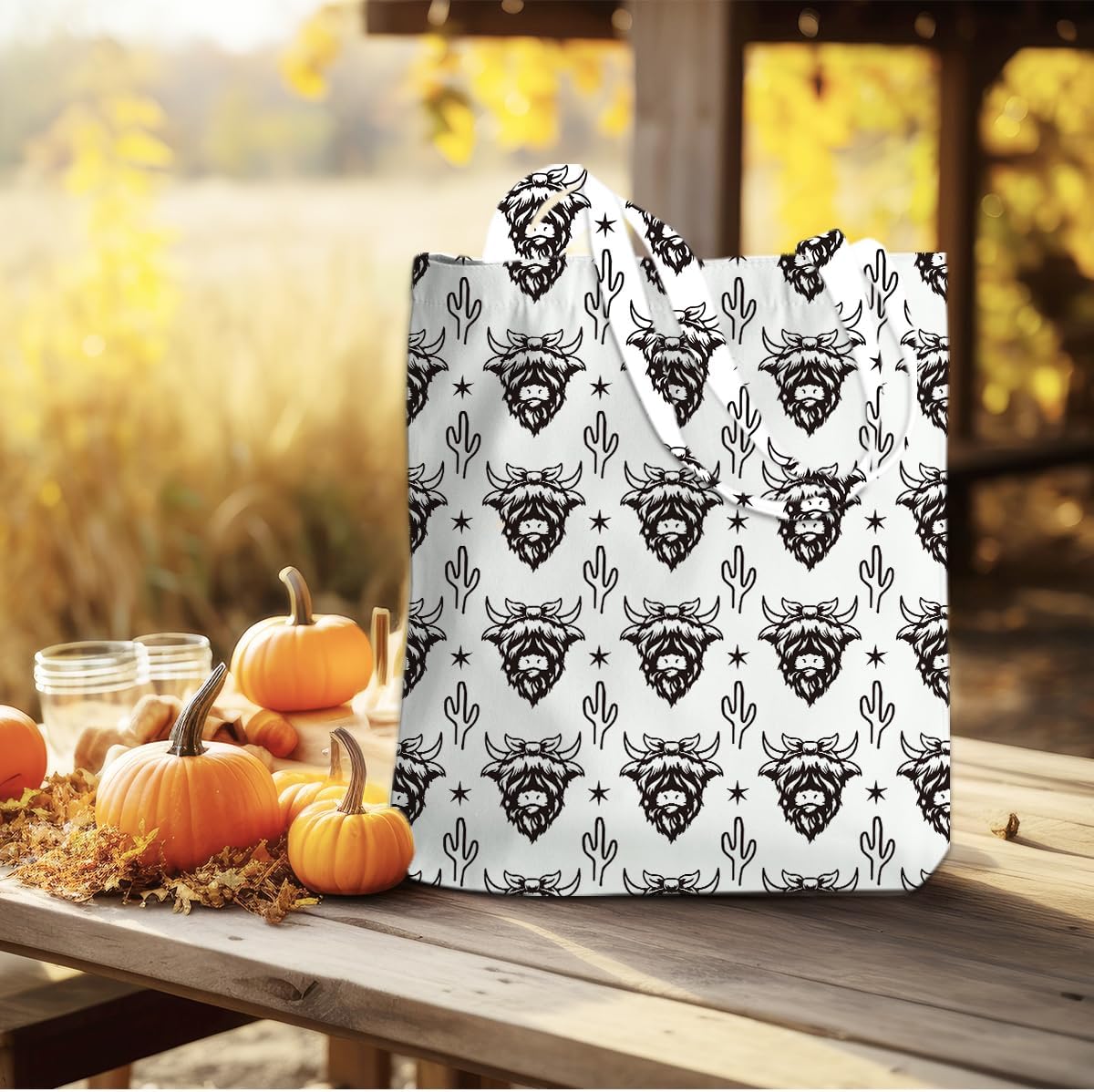 Western Decor Tote Bag for Women Western Stuff Gifts for Women Girls Reusable Grocery Bags for Shopping Christmas - Image 5