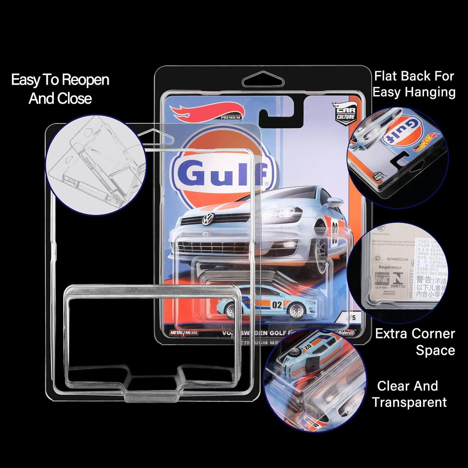 12 pcs Clamshell Premium Protector Case Compatible with Premium Hot Wheels Pop Culture Series – 0.75MM Thick Clear PET Protector Packs Blister for car Set