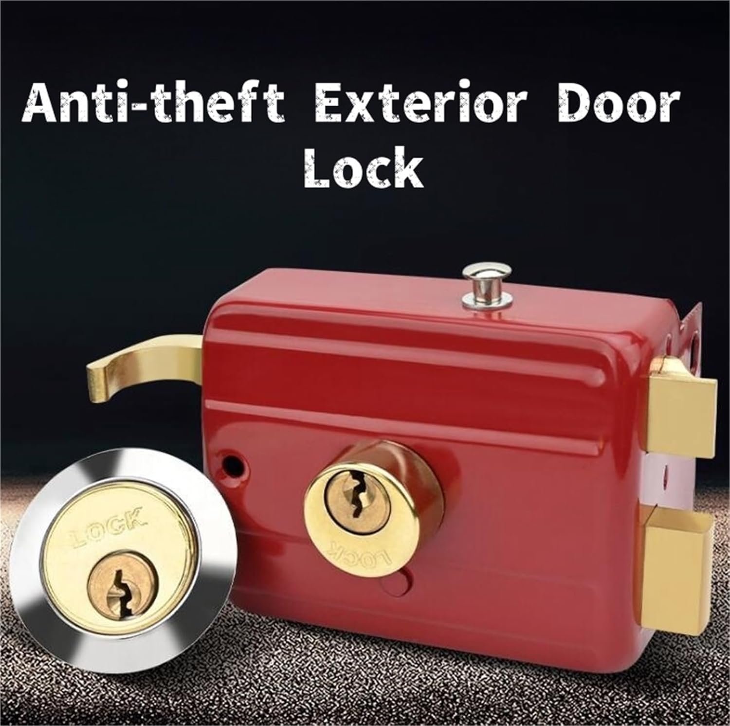 Classic Red Cast Iron Anti-Theft Exterior Door Lock - Durable Lock for Wood Doors