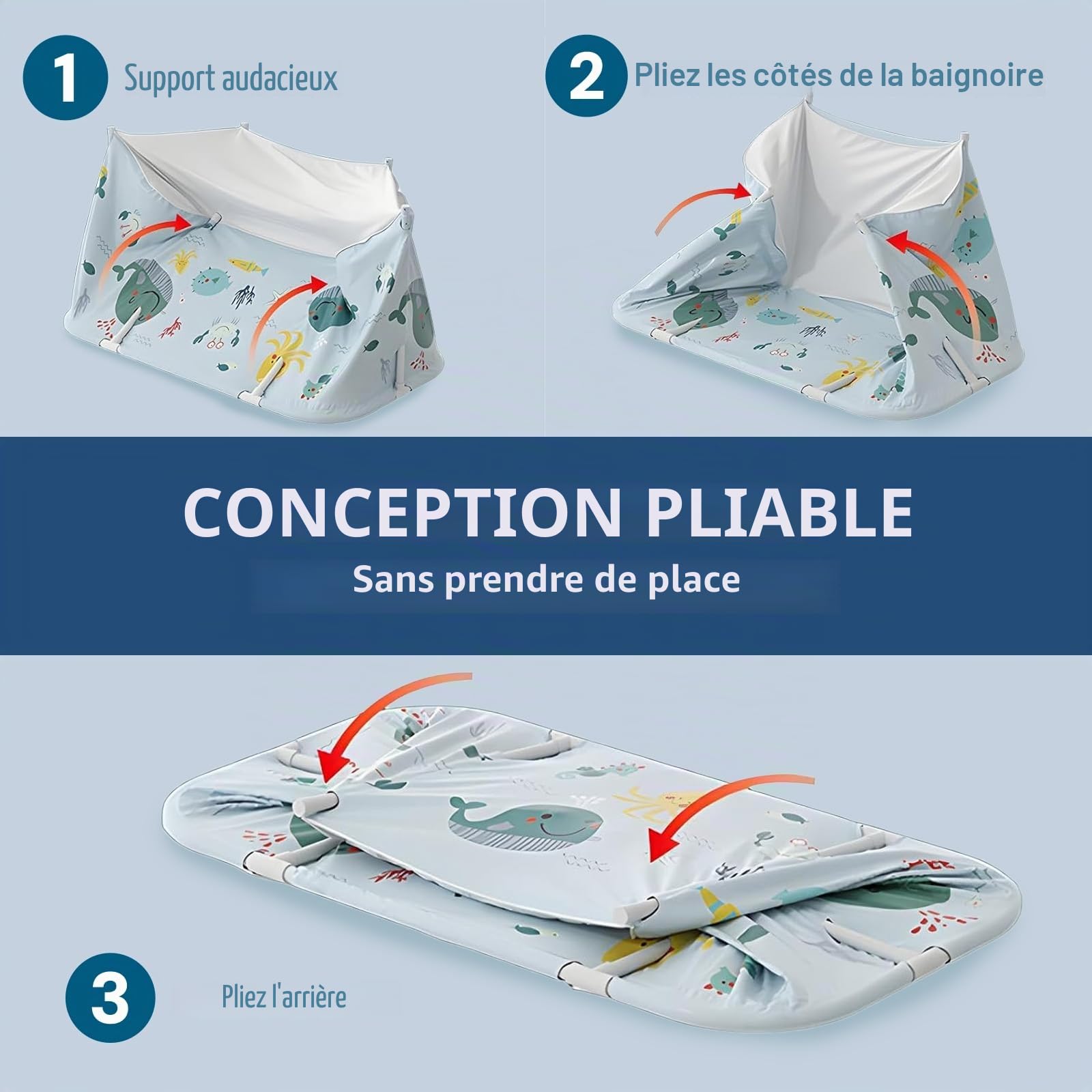SOONHUA Baignoire portable pliable pour adultes et sur pied avec coussins pour intérieur et extérieur, spa chaud, bain de glace, 140 x 55 x 50 cm