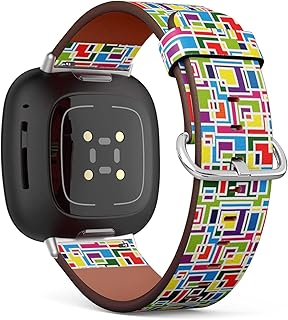 CJBROES Replacement Leather Watch Band, Compatible with Fitbit Versa 3 and Fitbit Sense of Wristband Bracelet Accessory - Mosaic