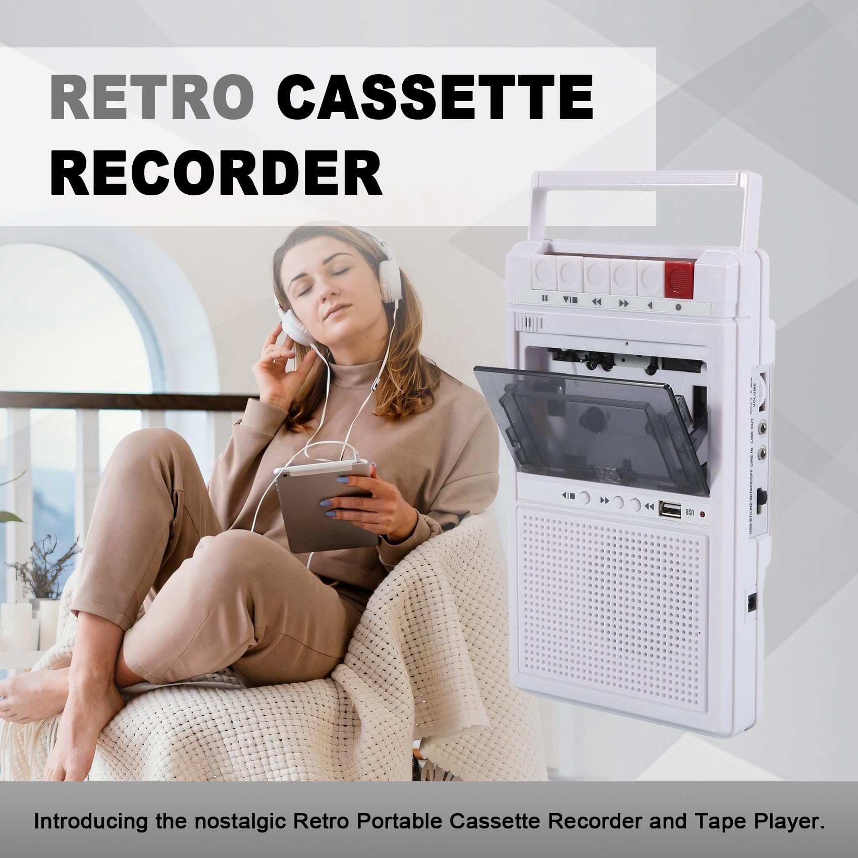 Retro-Kassettenrecorder und -Player Unterstützt Interne und Externe Aufnahme und USB-Transkription