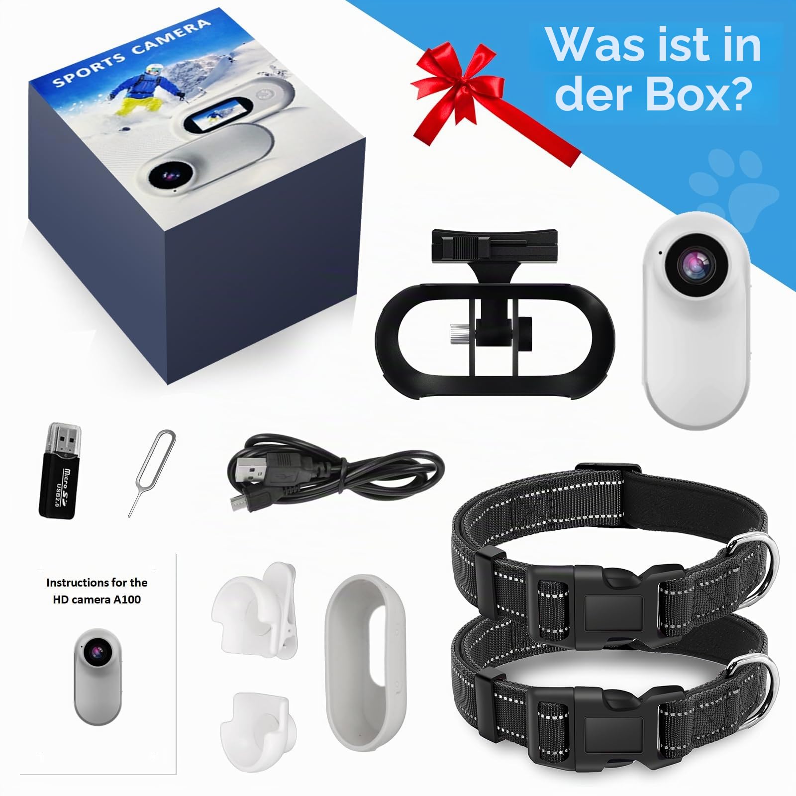 HD 1080P Katzen-POV-Kamera Halsband mit Videoaufnahme, Mini-kleine Sport-Videokameras, Body-Cam Outdoor/Indoor ohne WiFi, einzigartiges Haustierzubehör Geschenk für Haustierbesitzer