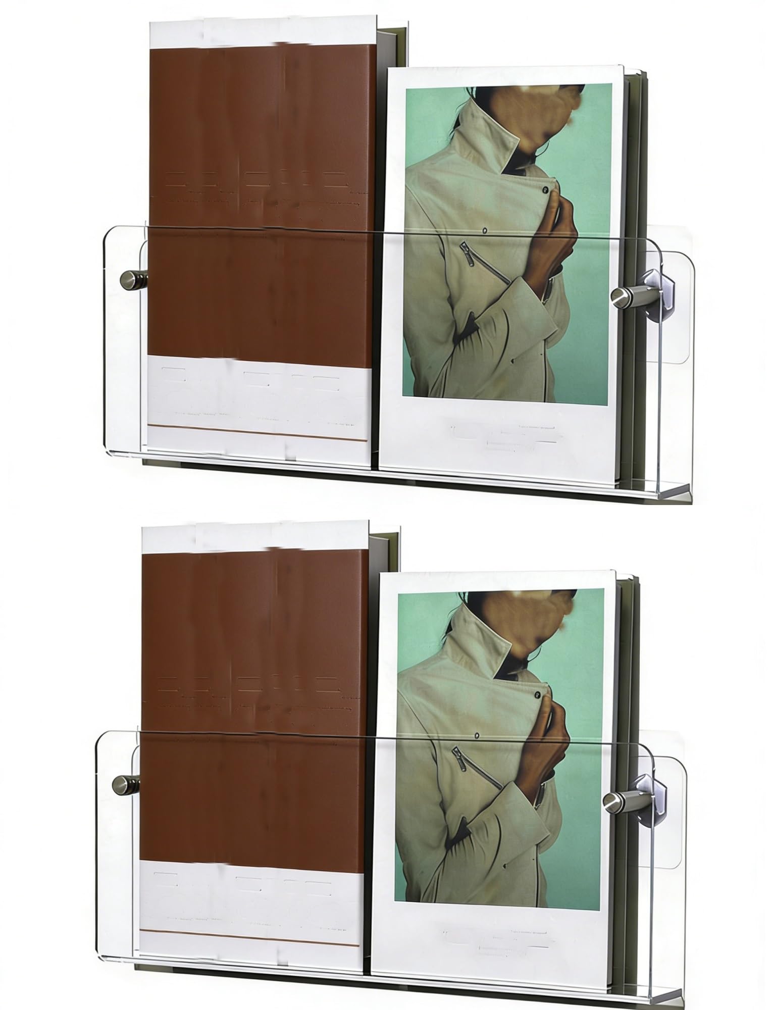 Fcfpxwtz Transparent Acrylic Wall-Mounted Magazine And Book