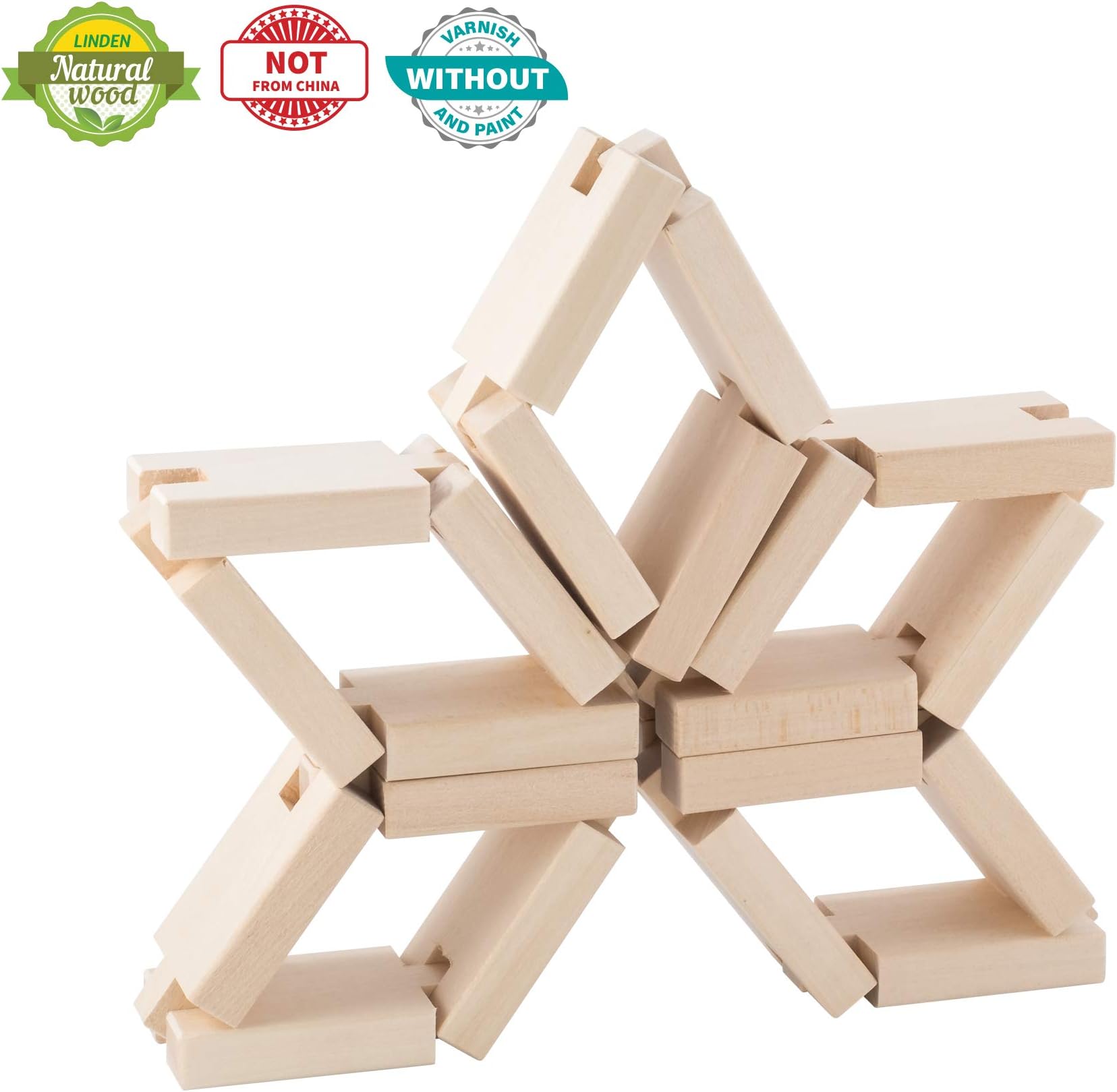 Essential Toys Wooden Blocks for Toddlers. Early Kids Interconnecting Blocks Made Mostly by Hand Not in China.