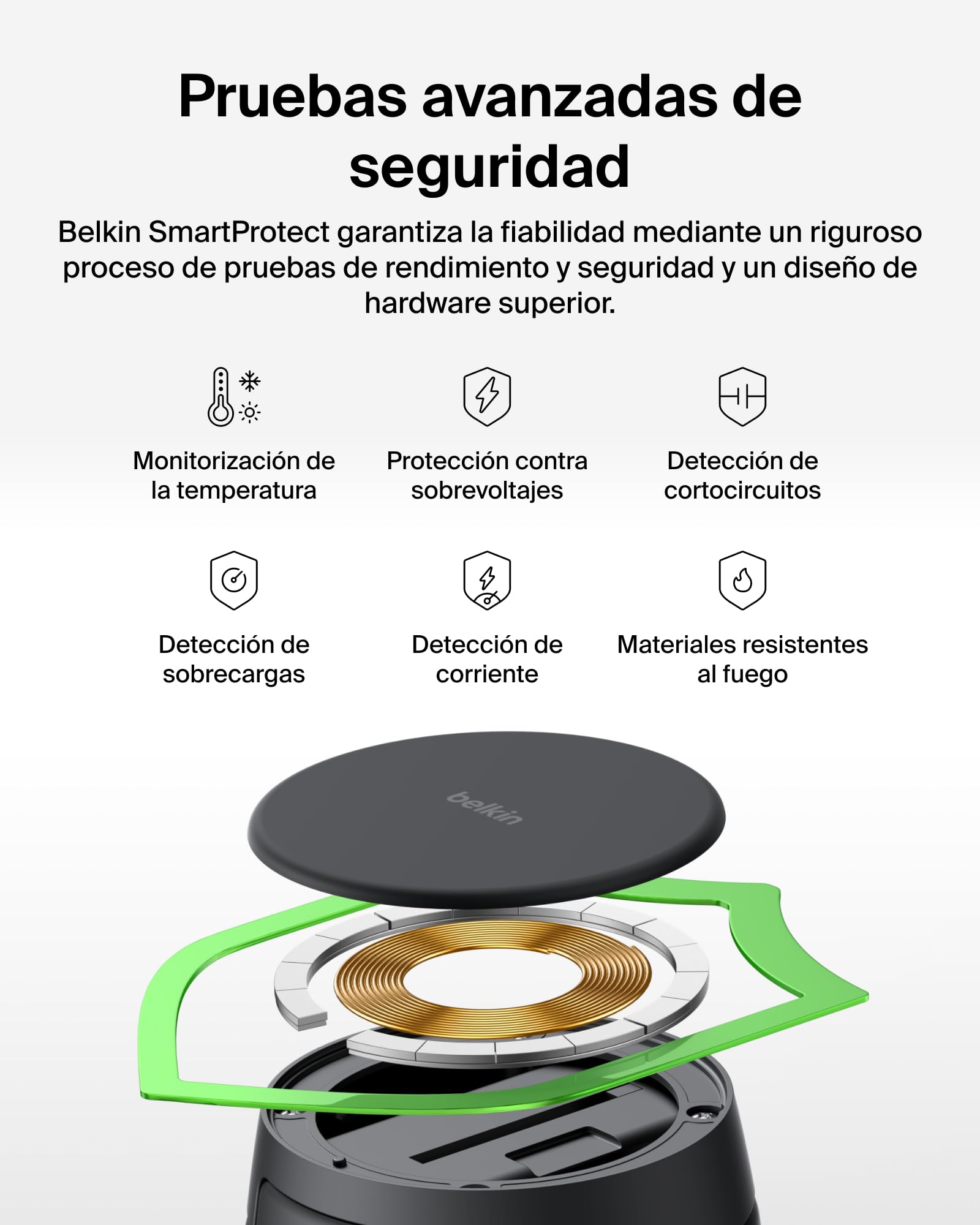 Belkin UltraCharge Pro Cargador Inalámbrico Magnético 2 en 1 Qi2 25W Carbón | Convertible, Estación Magnética Carga Inalámbrica MagSafe, Certificación Qi2.2, iPhone, Apple Watch y Cascos, Adaptador 45W