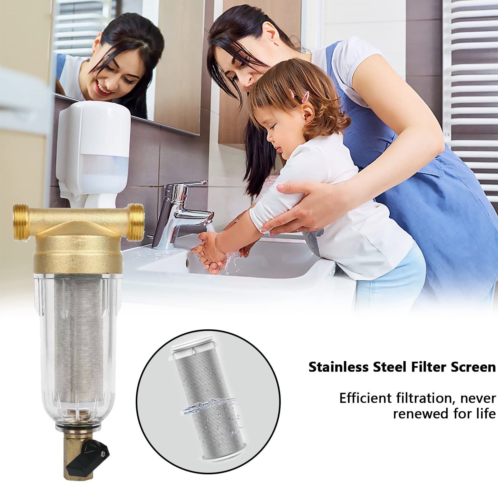 Filtro Fino Lavable, Prefiltro, Filtro de Agua del Grifo, Filtro de Sedimentos del Prefiltro, Filtro de Agua de Sedimentos Giratorio, para Filtro de Sedimentos de Manguera de Agua de Pozo