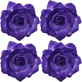 Sanrich 4pcs/Pack Fabric Rose Hair Flowers Clips Mexican Hair Flowers Hairpin Brooch Headpieces