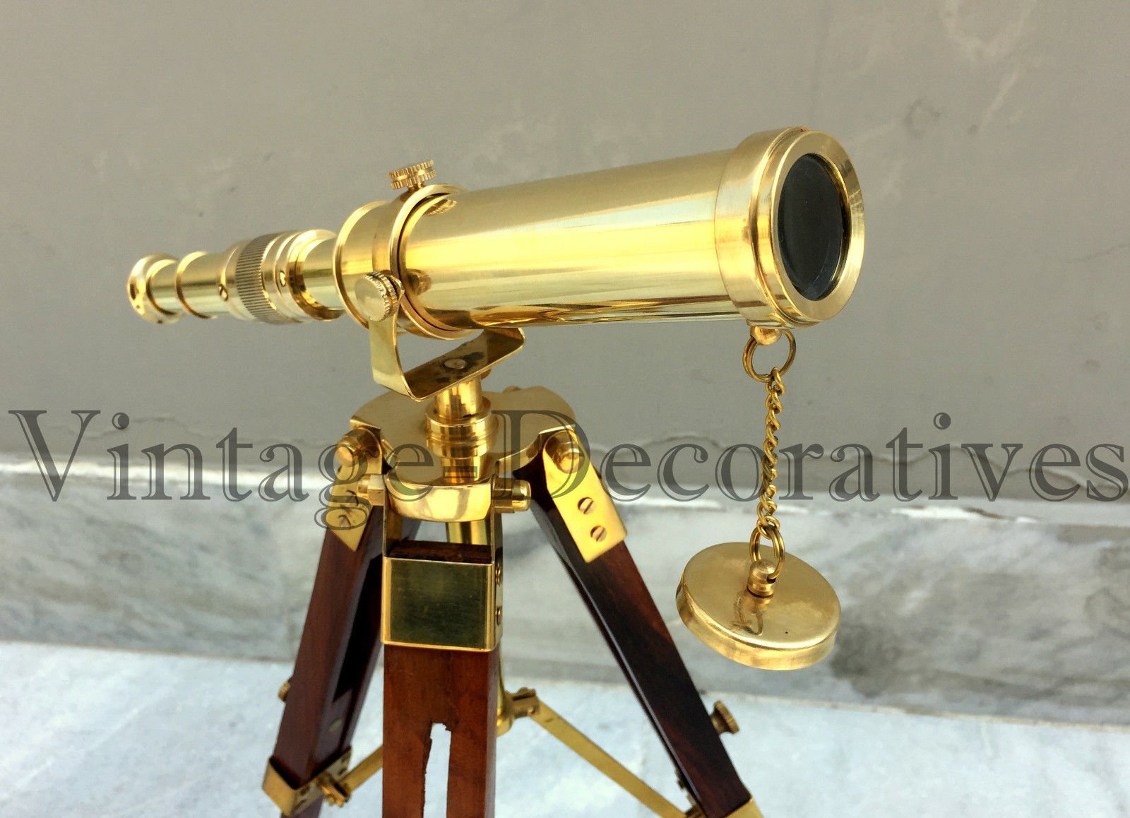 Mahira Nautical Brass Telescope Wooden Tripod Stand Table Top Pirate Working Spyglass Xmas B